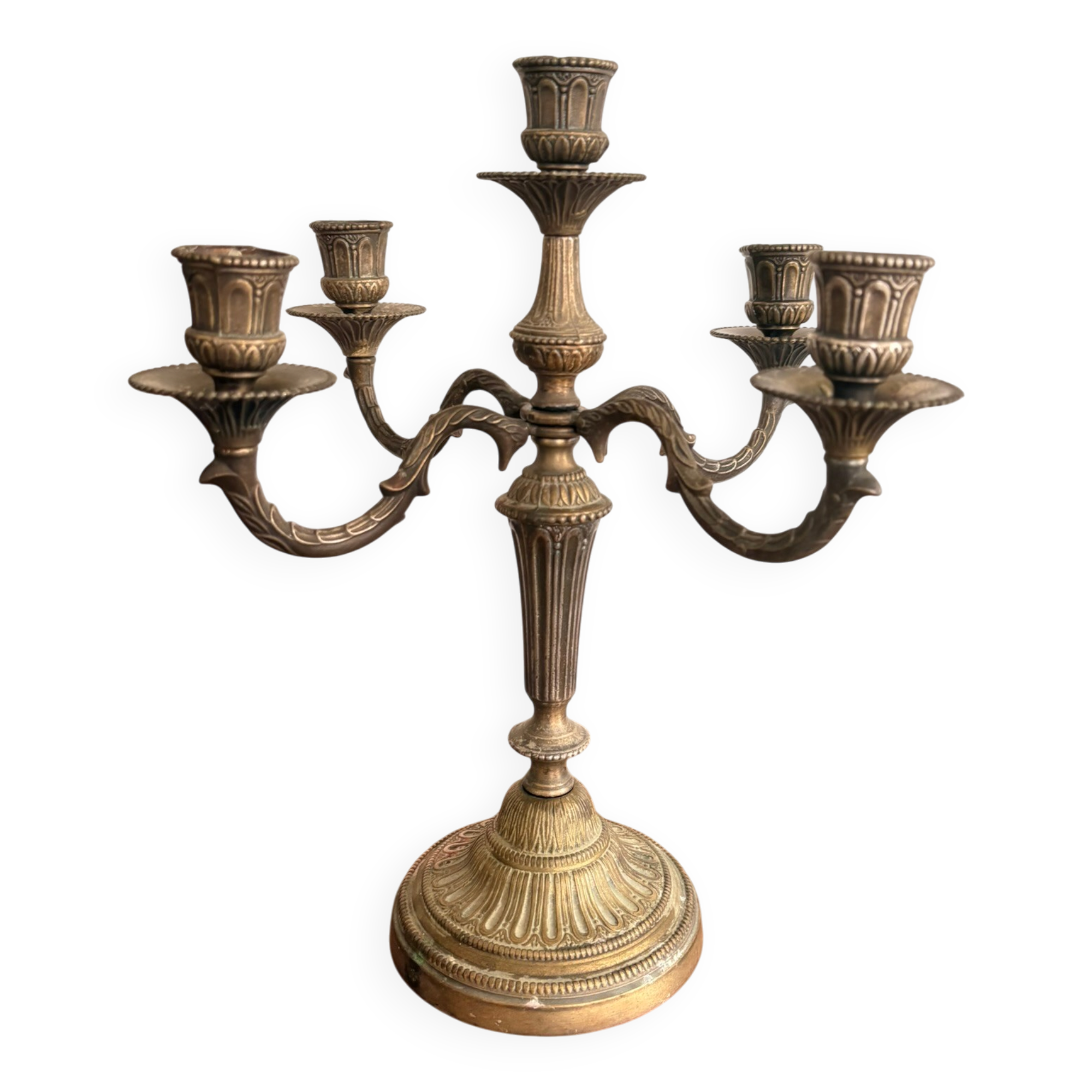 Candelabrum 5 Lights Bronze Brass Louis XVI Neoclassical Style