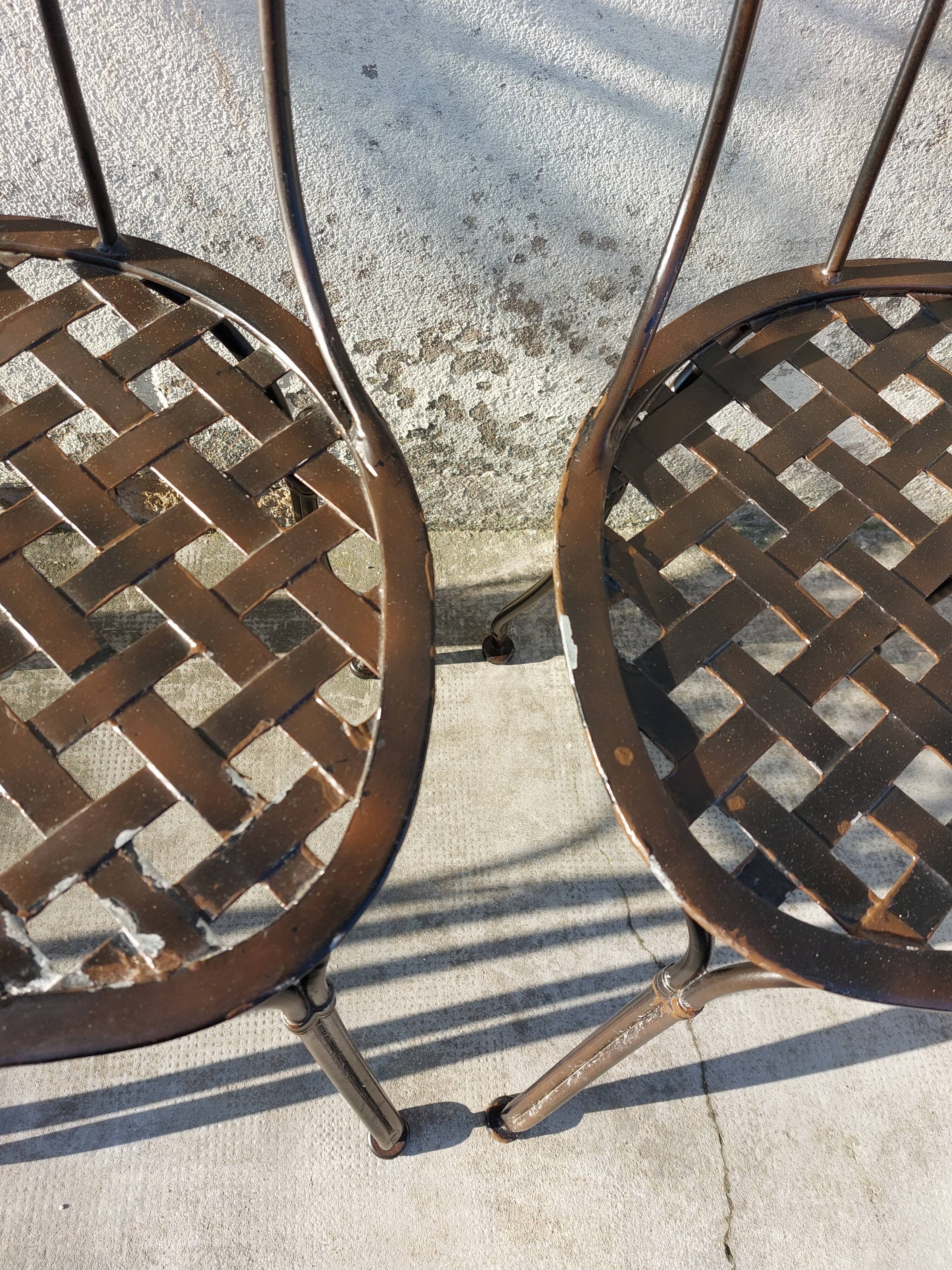 Série de 4 chaises de jardin en fer forgé
