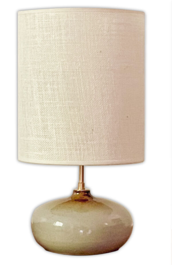 Lampe grès vernissé et jute tissée