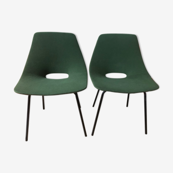 Pair of tonneau chairs by Guariche Pierre for Steiner. 50