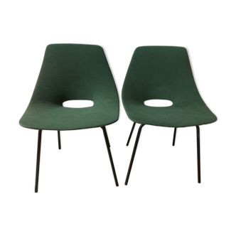 Pair of tonneau chairs by Guariche Pierre for Steiner. 50