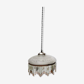 Art deco suspension carved glass and tassels