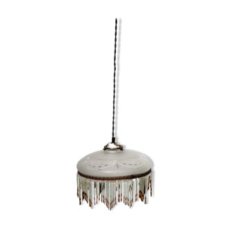 Art deco suspension carved glass and tassels