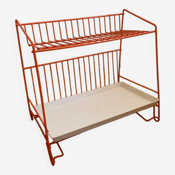 Authentic orange vintage metal drainer shelf from the Caddy brand