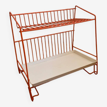 Étagère en métal egouttoir vintage orange authentique de la marque caddie