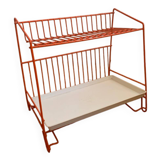 Étagère en métal egouttoir vintage orange authentique de la marque caddie