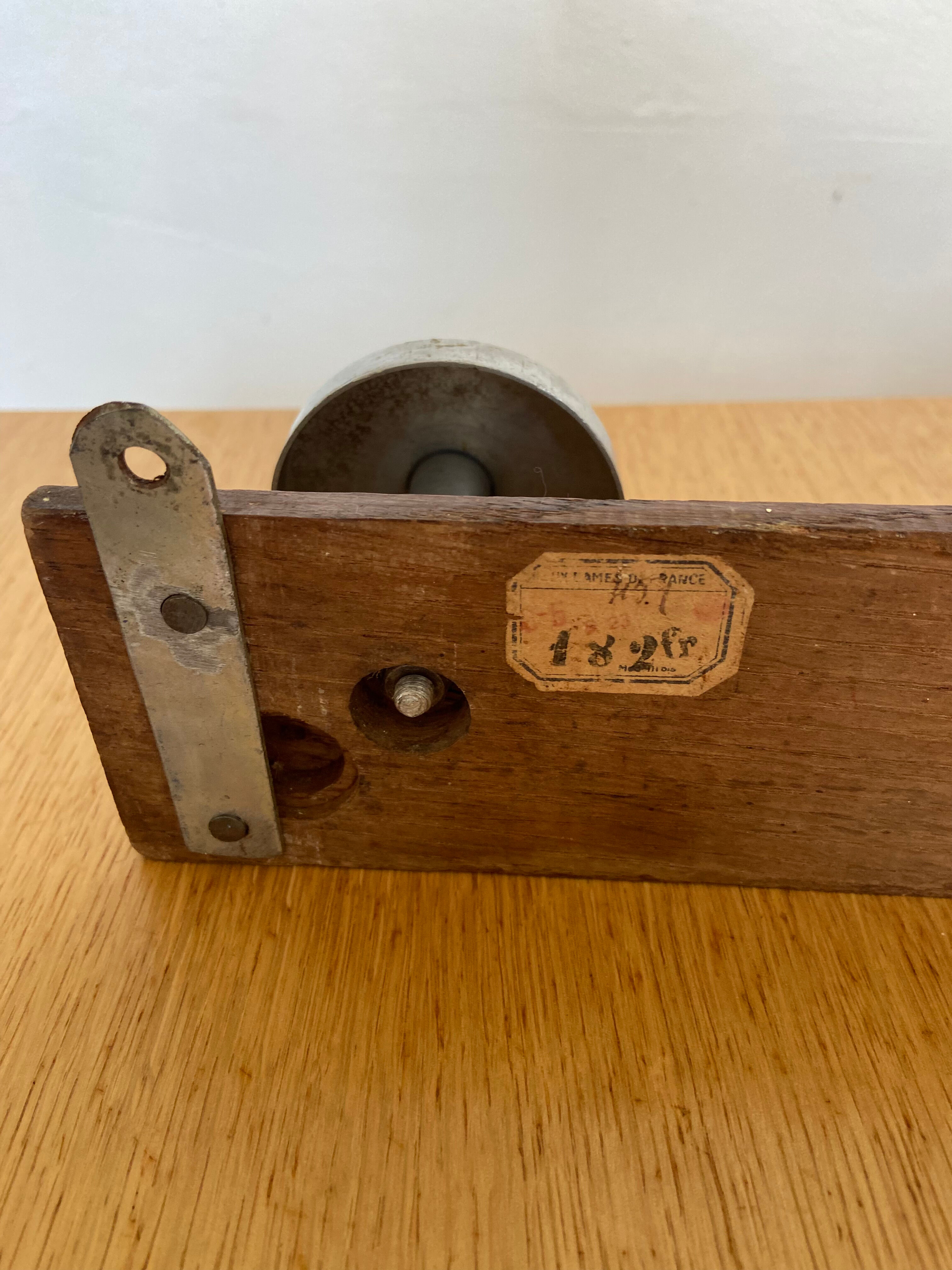 Vintage wood and aluminum patere