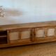 TV sideboard in raw solid oak and caning