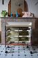 Metal serving trolley