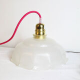 Suspension in white glass, vintage