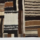 5x7 Brown & Cream Handmade Vintage Kilim Rug, 149x200Cm