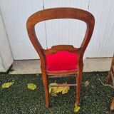 4 red velvet medallion chairs