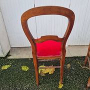 4 red velvet medallion chairs