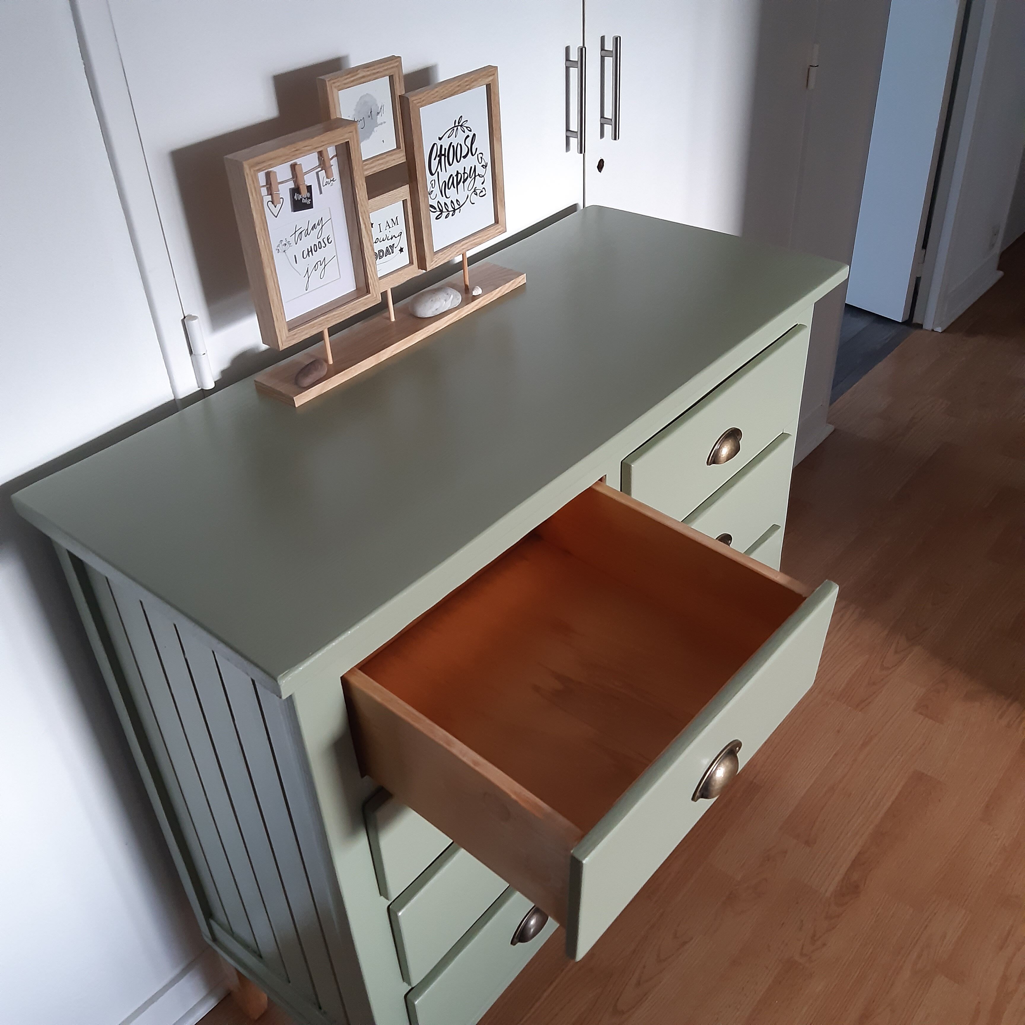 Scandinavian forest green chest of drawers