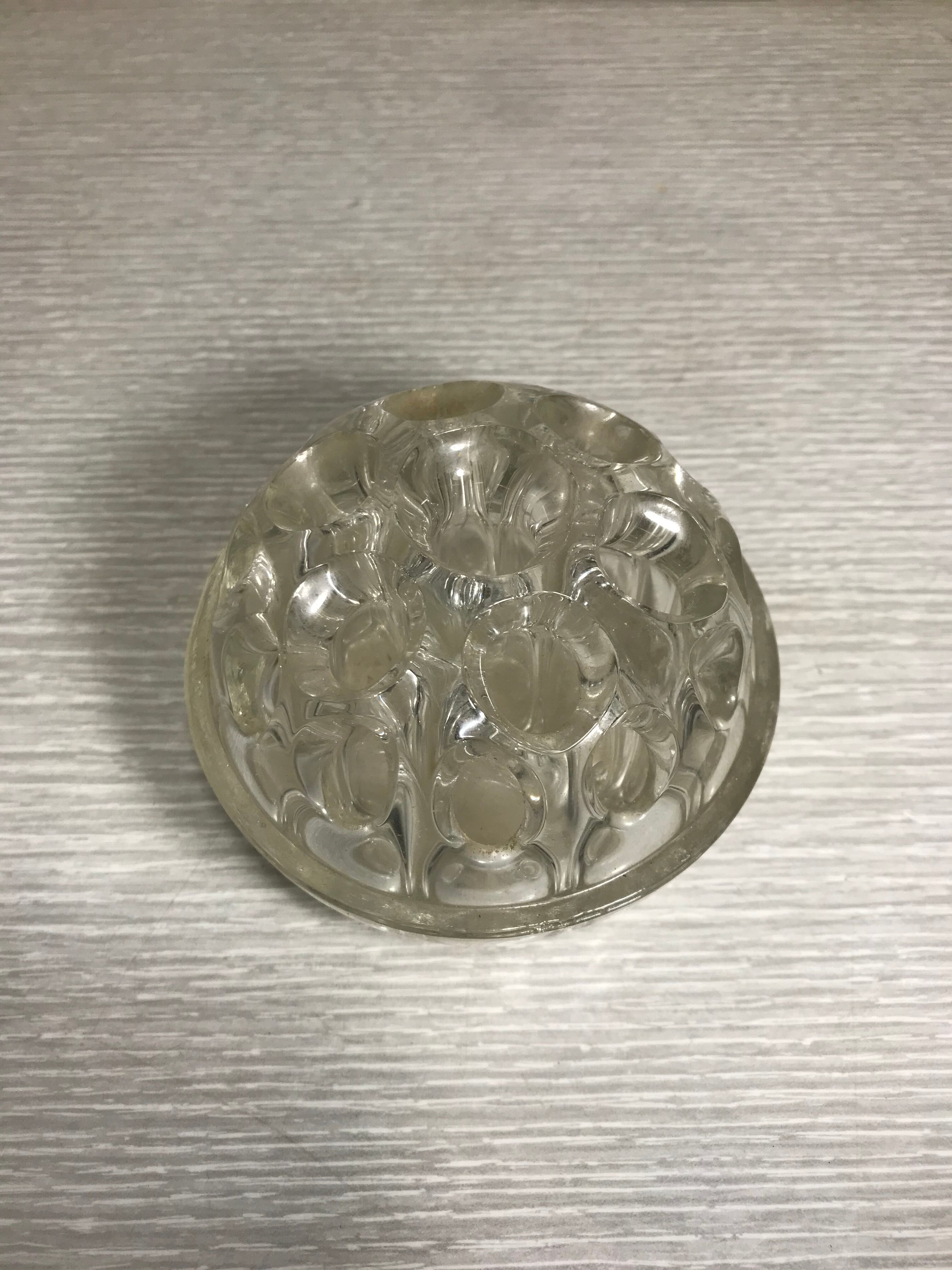 Pair Old Vase Pique Flowers VMC Glass Molded 70s Made In France Vintage