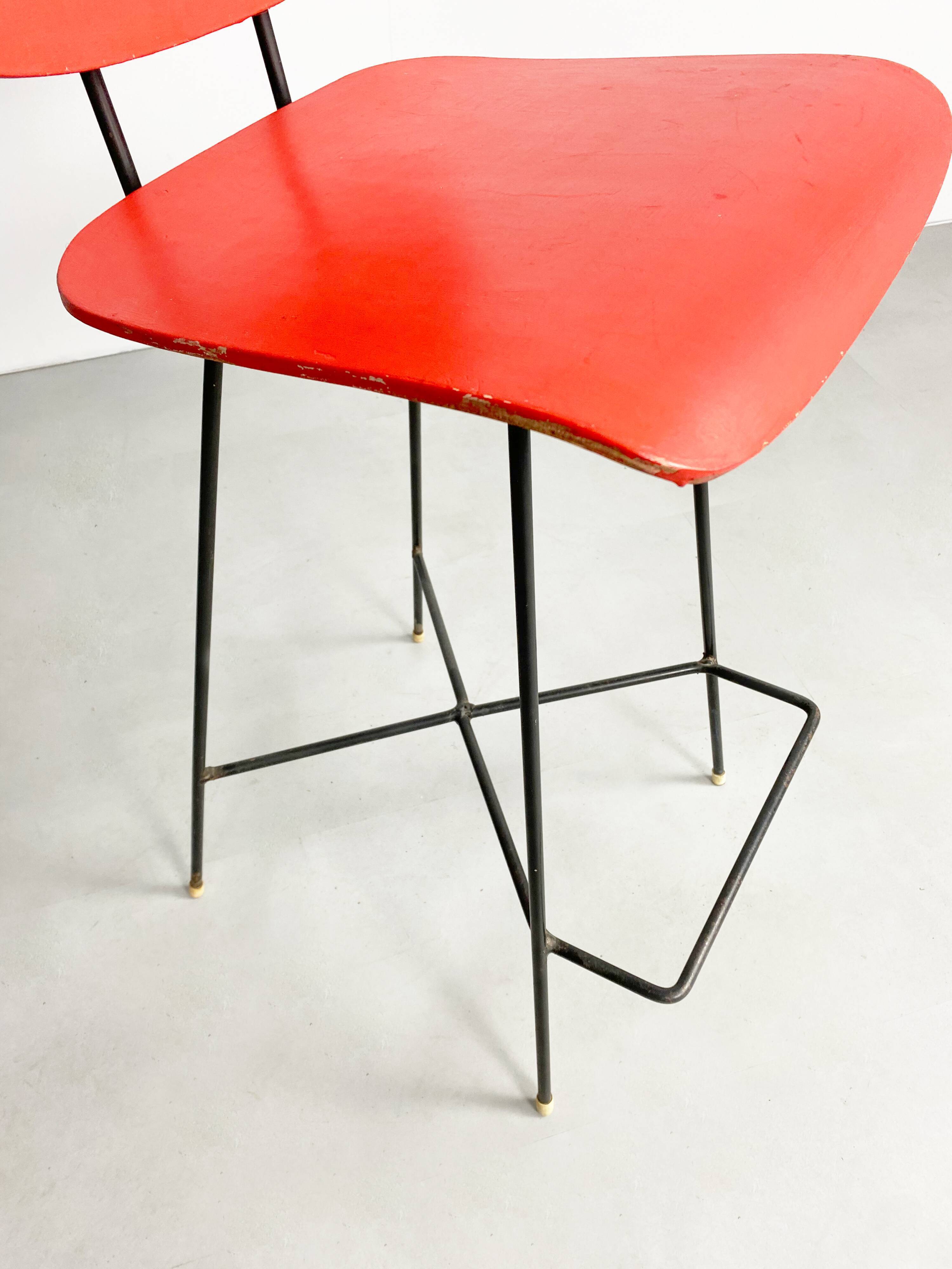 Dutch plywood bar stool by P.J Van Der Klugt for Everest, 1957