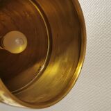 Old brass hanging lamp, which we believe is made from the drum of one of the very old coffee grinder