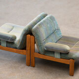 Pair of Scandinavian armchairs in teak and velvet, 1960