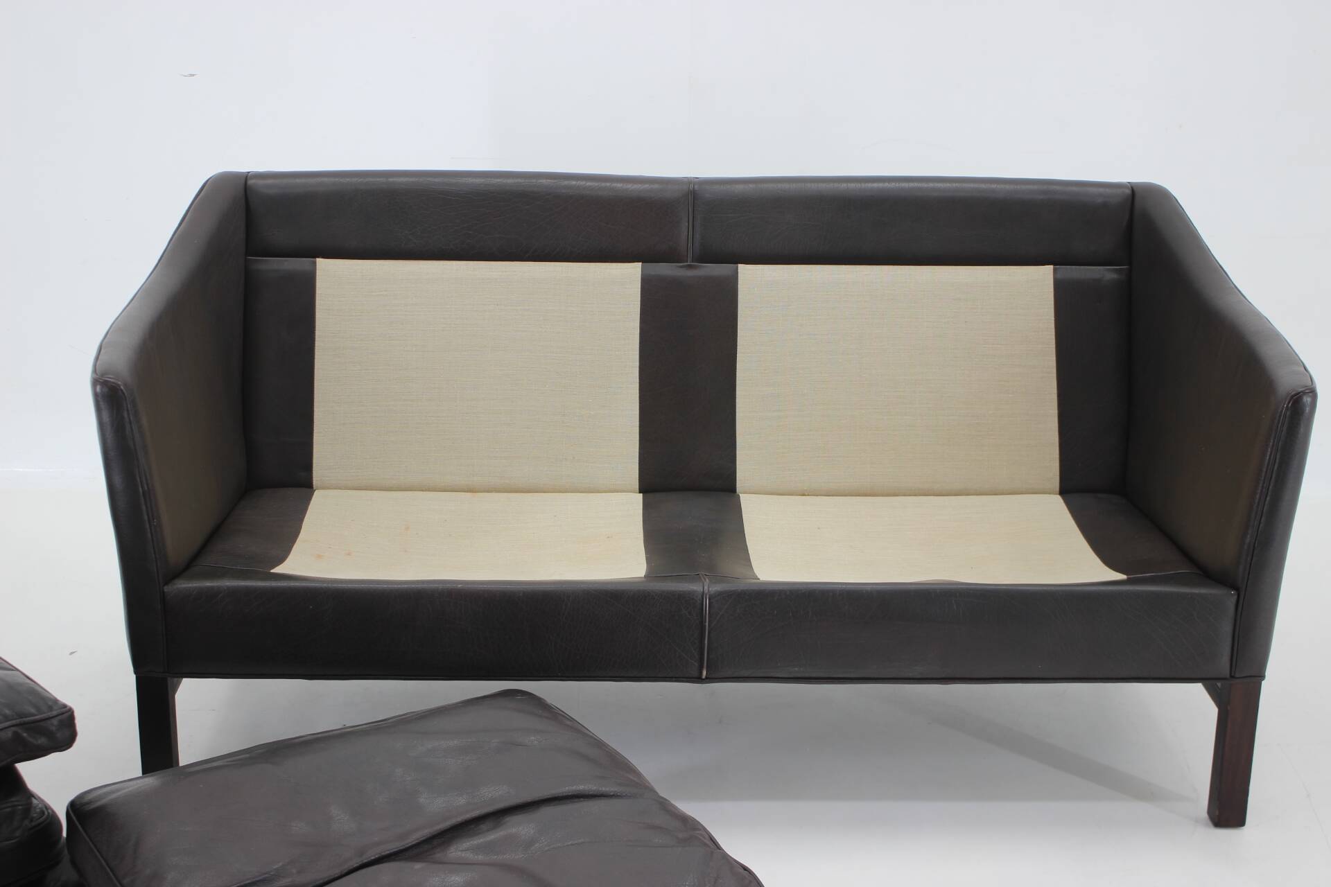 1970s danish 2-seater sofa in dark brown leather