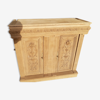 Console 2 doors in raw wood to customize, sculpture of doors and moldings