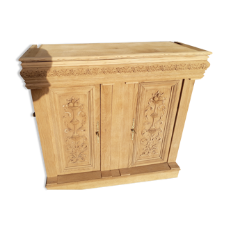 Console 2 doors in raw wood to customize, sculpture of doors and moldings