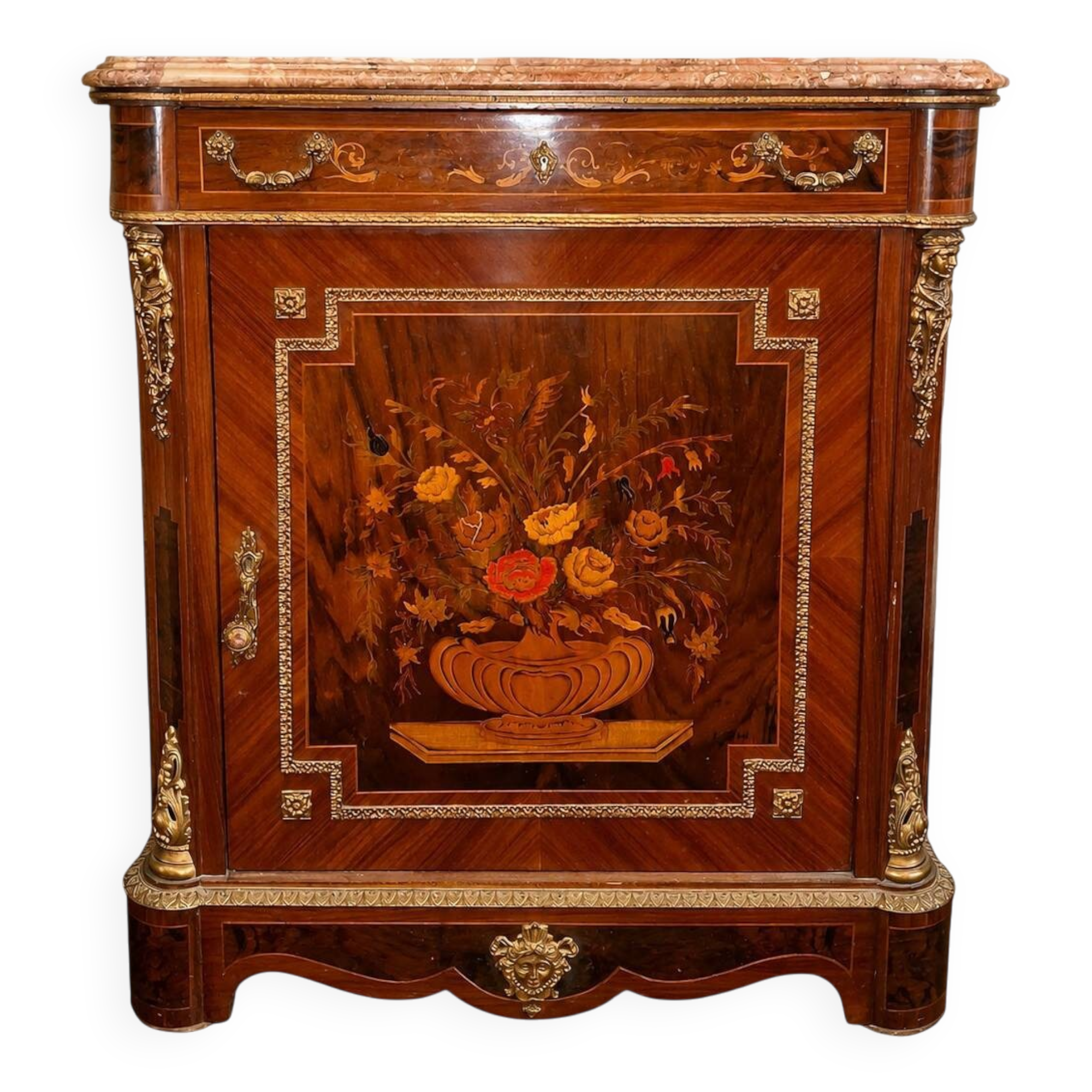 Napoleon III Support Table in Floral Marquetry