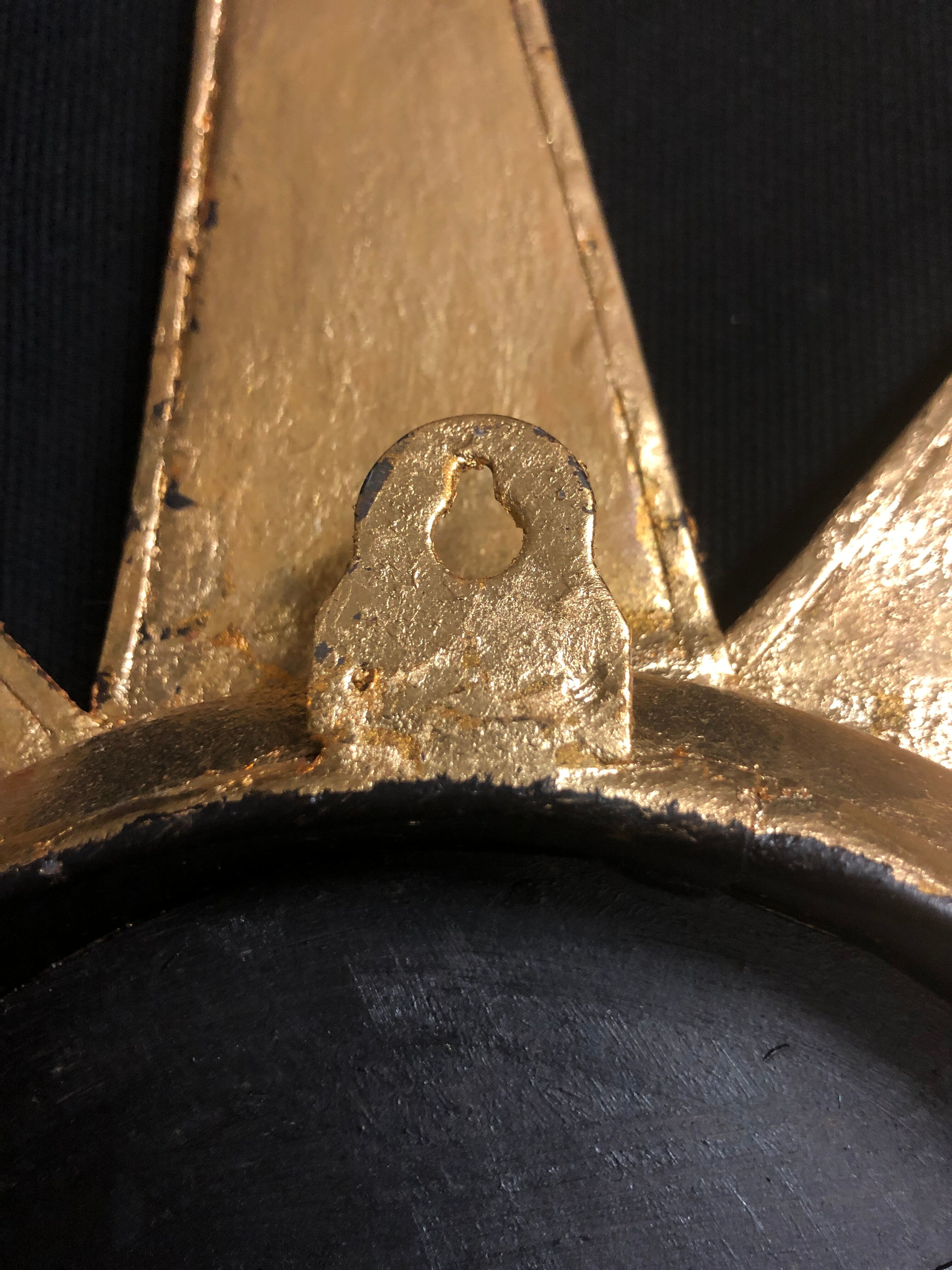 Mirror sun deforming 61 cm in gold metal with gold leaf said witch