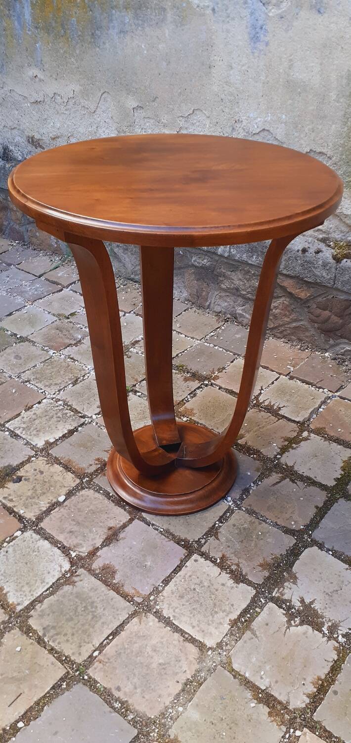 1930 Art Deco pedestal table in solid walnut