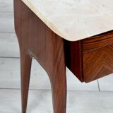 Set of 2 italian midcentury rosewood, carrara marble and brass bedside tables / cabinets. vintage