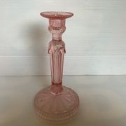 Ancien bougeoir en verre rose style rosaline