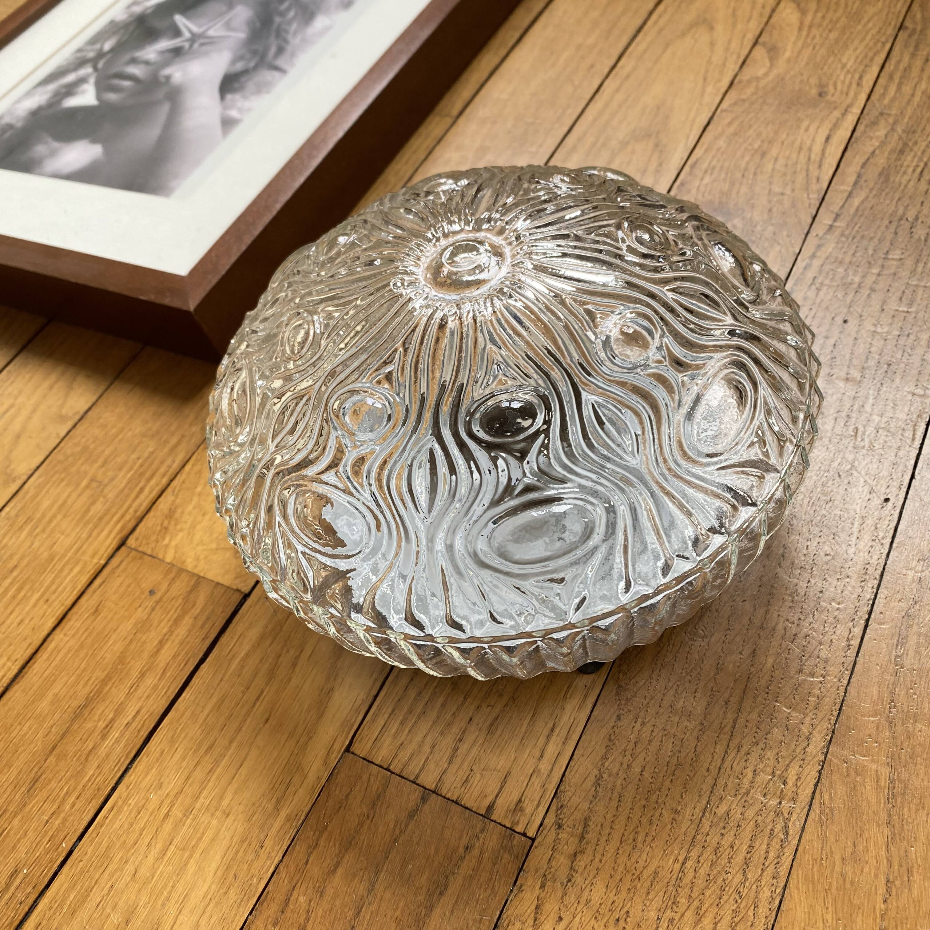 Petite applique murale plafonnier verre épais 1970 1980