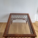 Table basse rotin vintage