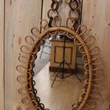 Vintage rattan mirror from Italy attributed to Franco Albini
