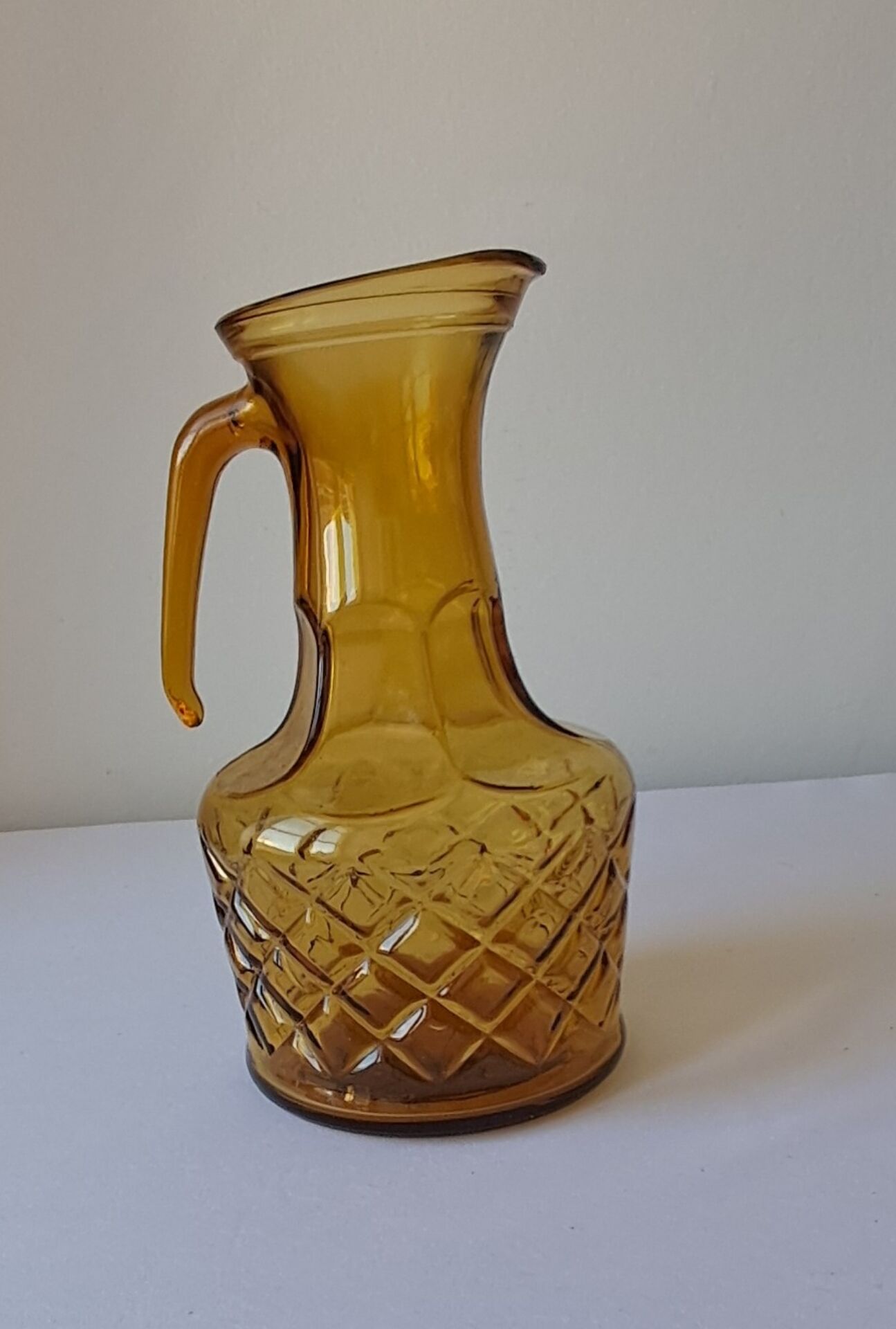 Amber glass carafe, brutalist style, Italy, 1970s.