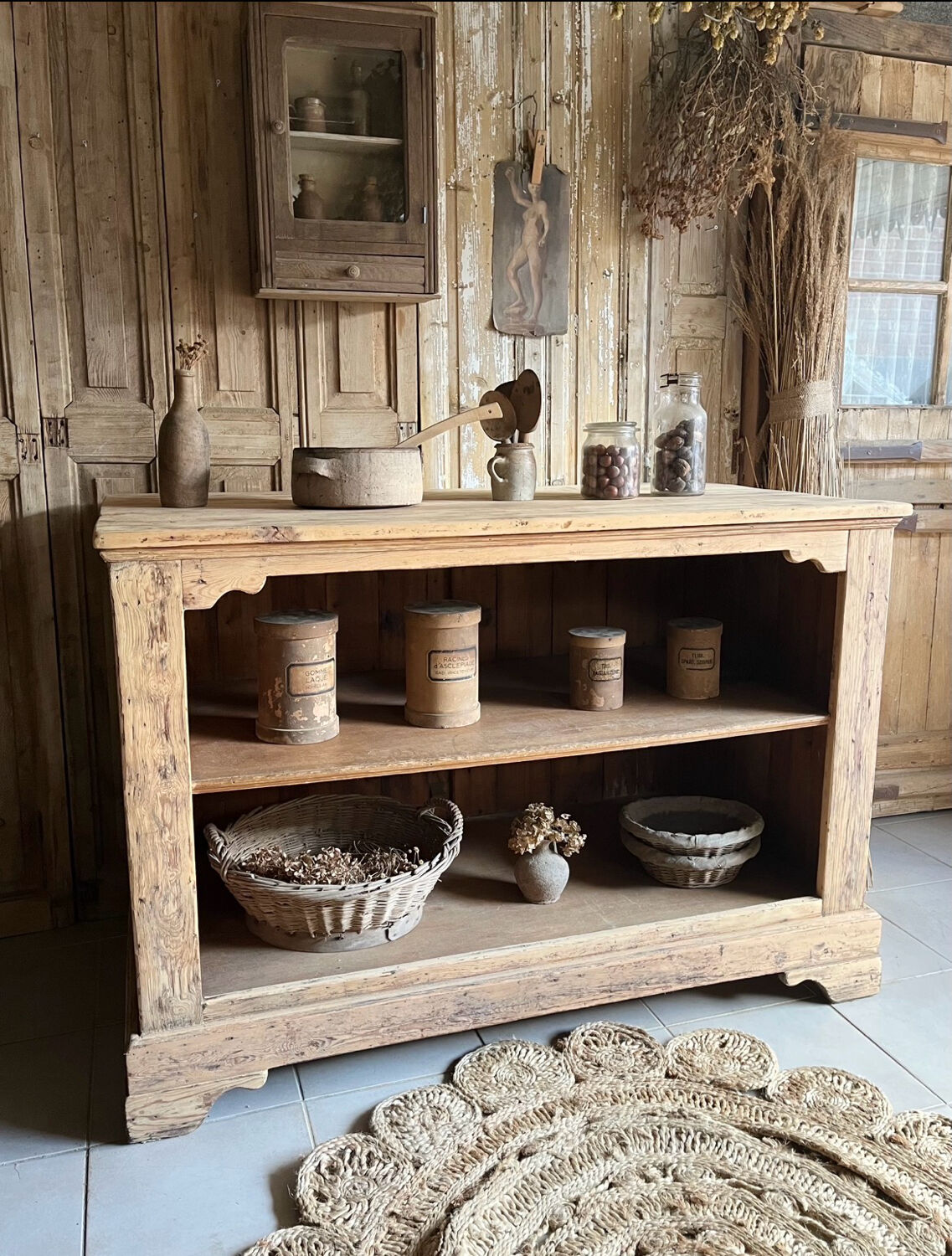 Old solid pine counter