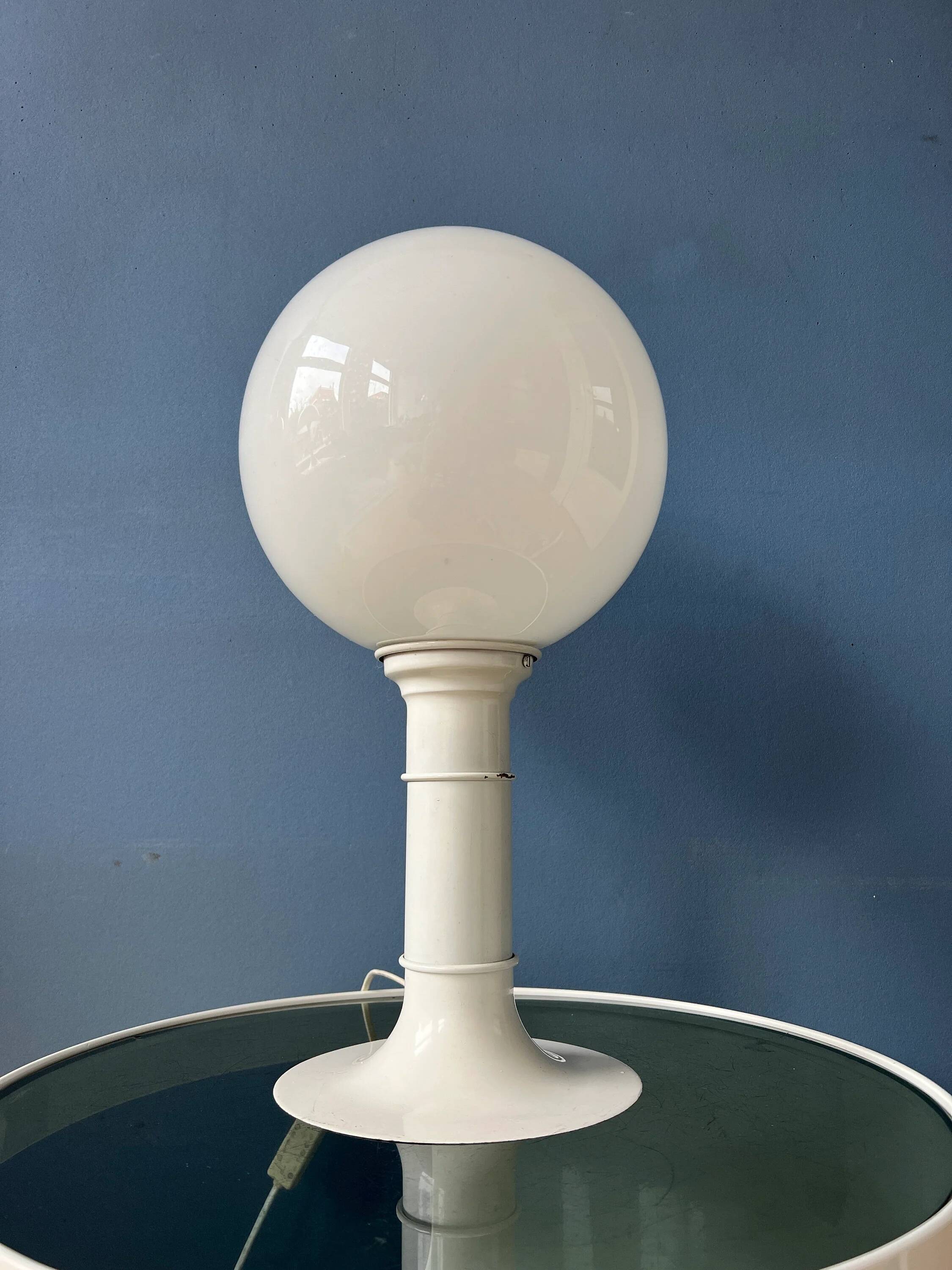White Space Age table lamp Woja Holland with opal glass shade