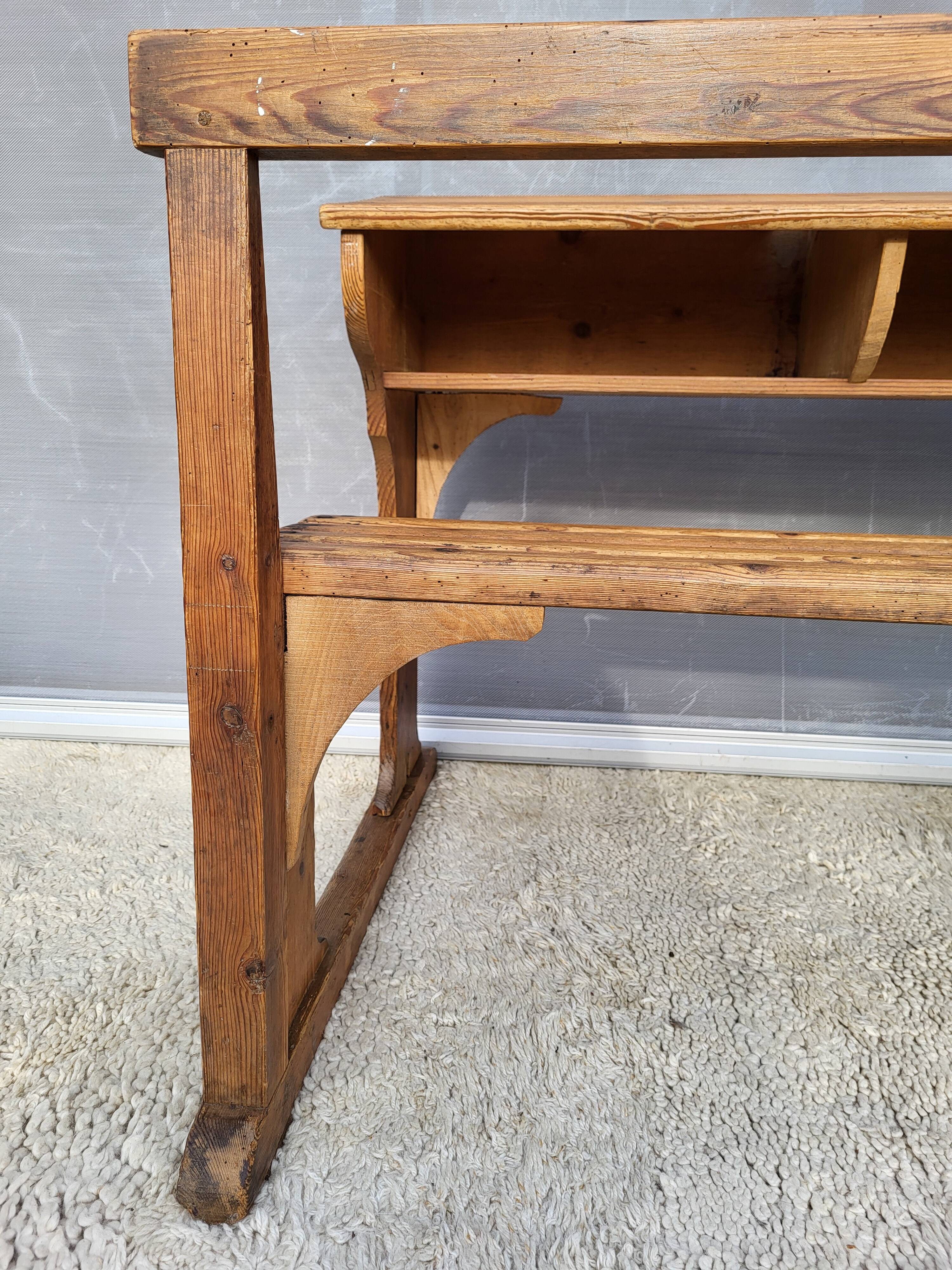 Double solid wood school desk