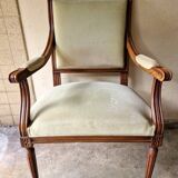 Louis XVI style armchair - In molded wood and light green velvet upholstery