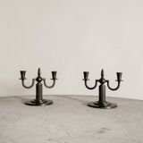 Pair of Vintage Swedish Decorative GAB Bronze Candelabras, 1930s