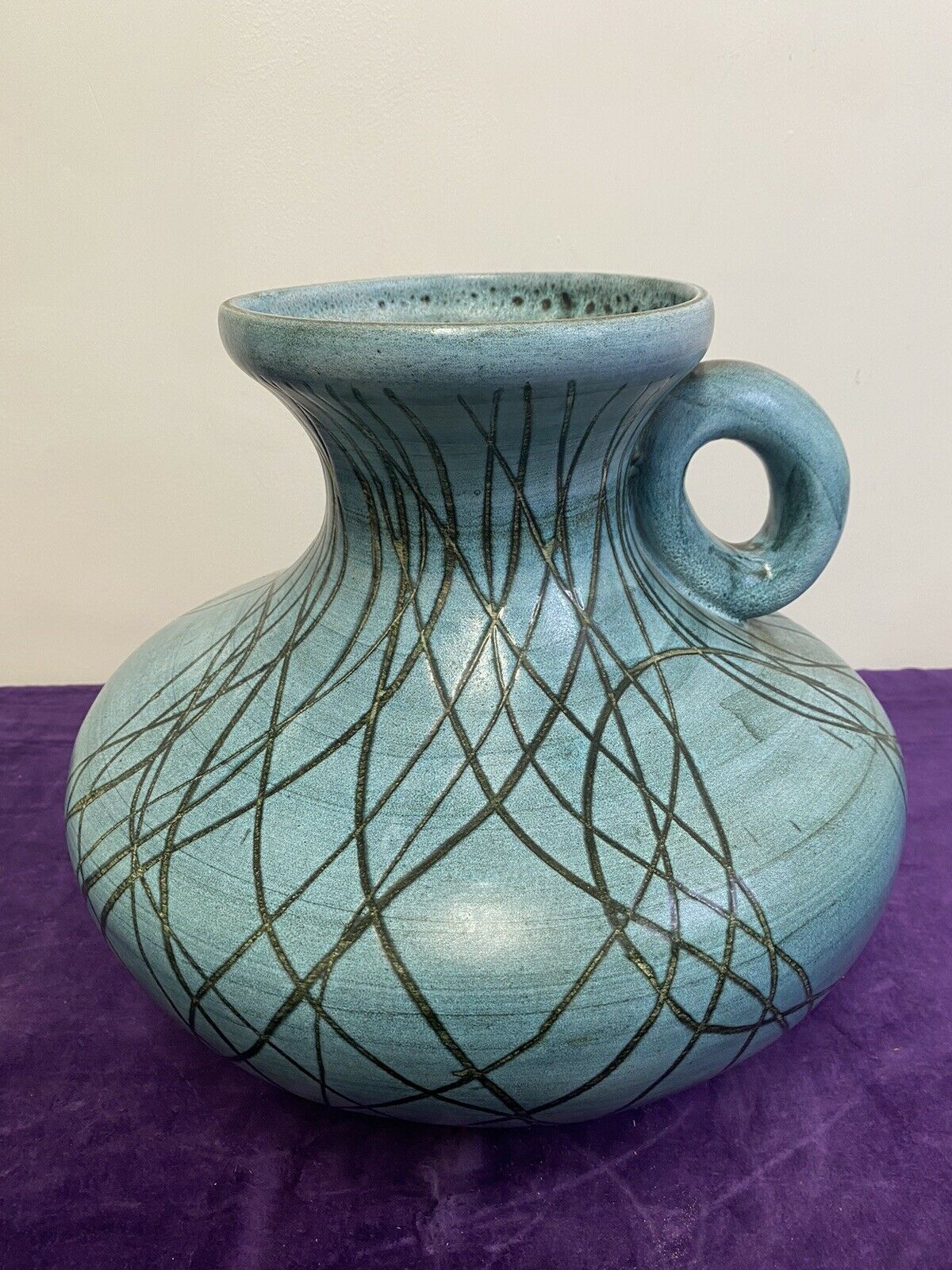 Vintage handle vase blue jeans Austruy Despinasse