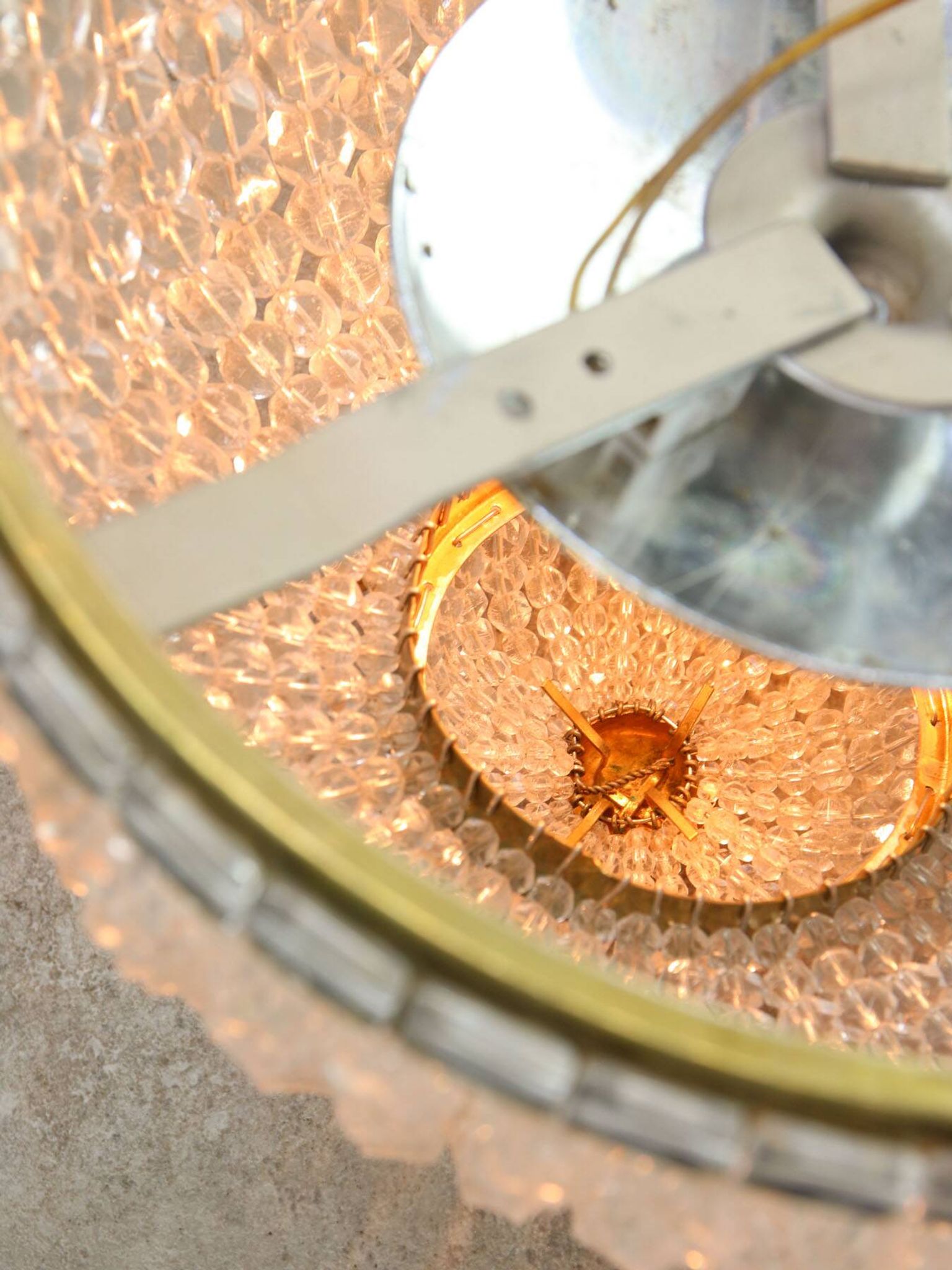 Mid-Century Czech Crystal and Brass Wall Lamp in Brass, 50s, set of 2