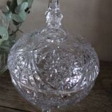 Cut glass sugar bowl on a stand