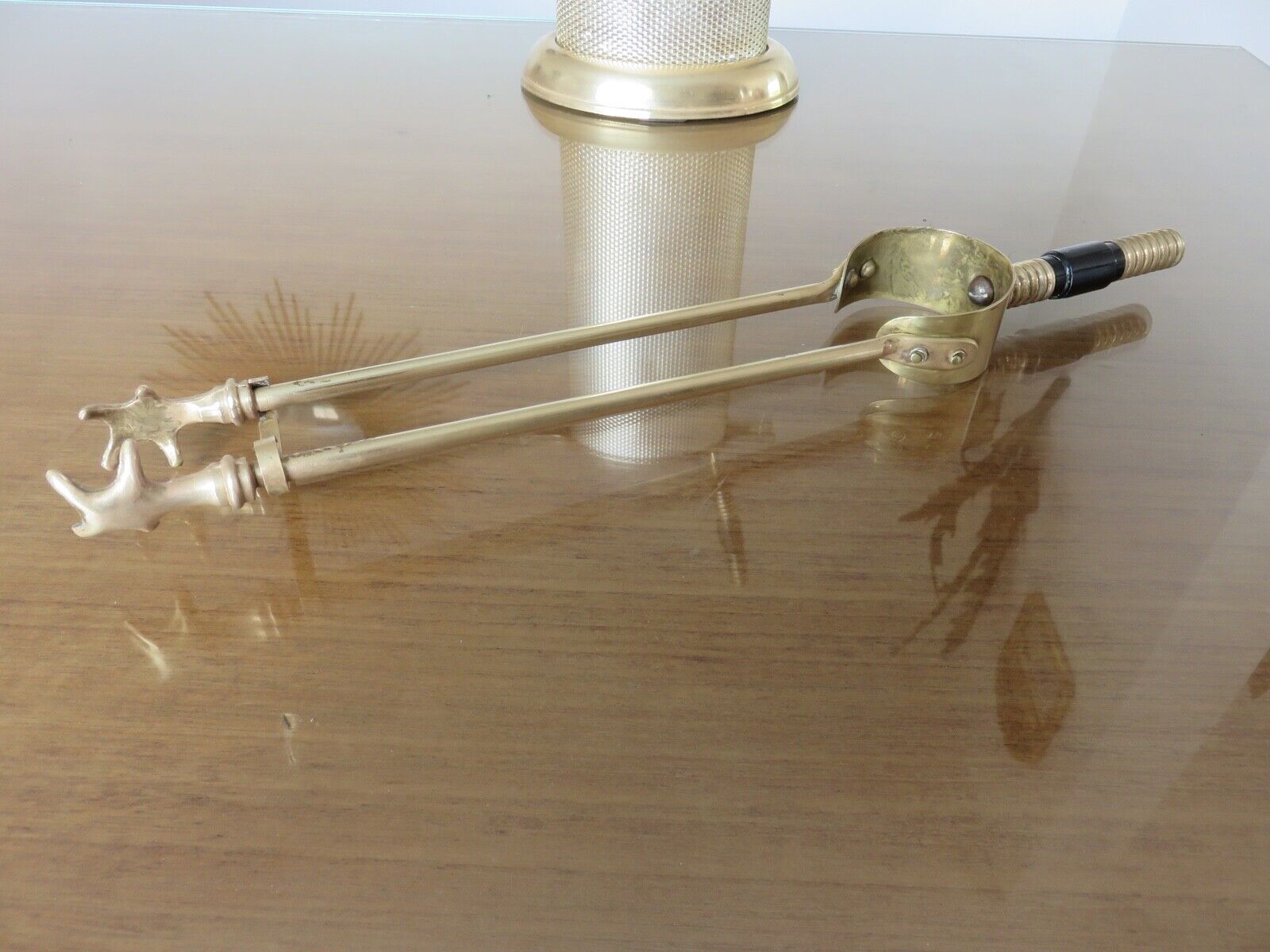 Servant, bronze modernist fireplace set