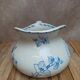 Small antique ironstone jug L.m Creil and Montereau with blue floral decoration.