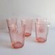 Set of 5 vintage rosaline twisted water glasses