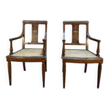 Pair of Art Deco armchairs with caning