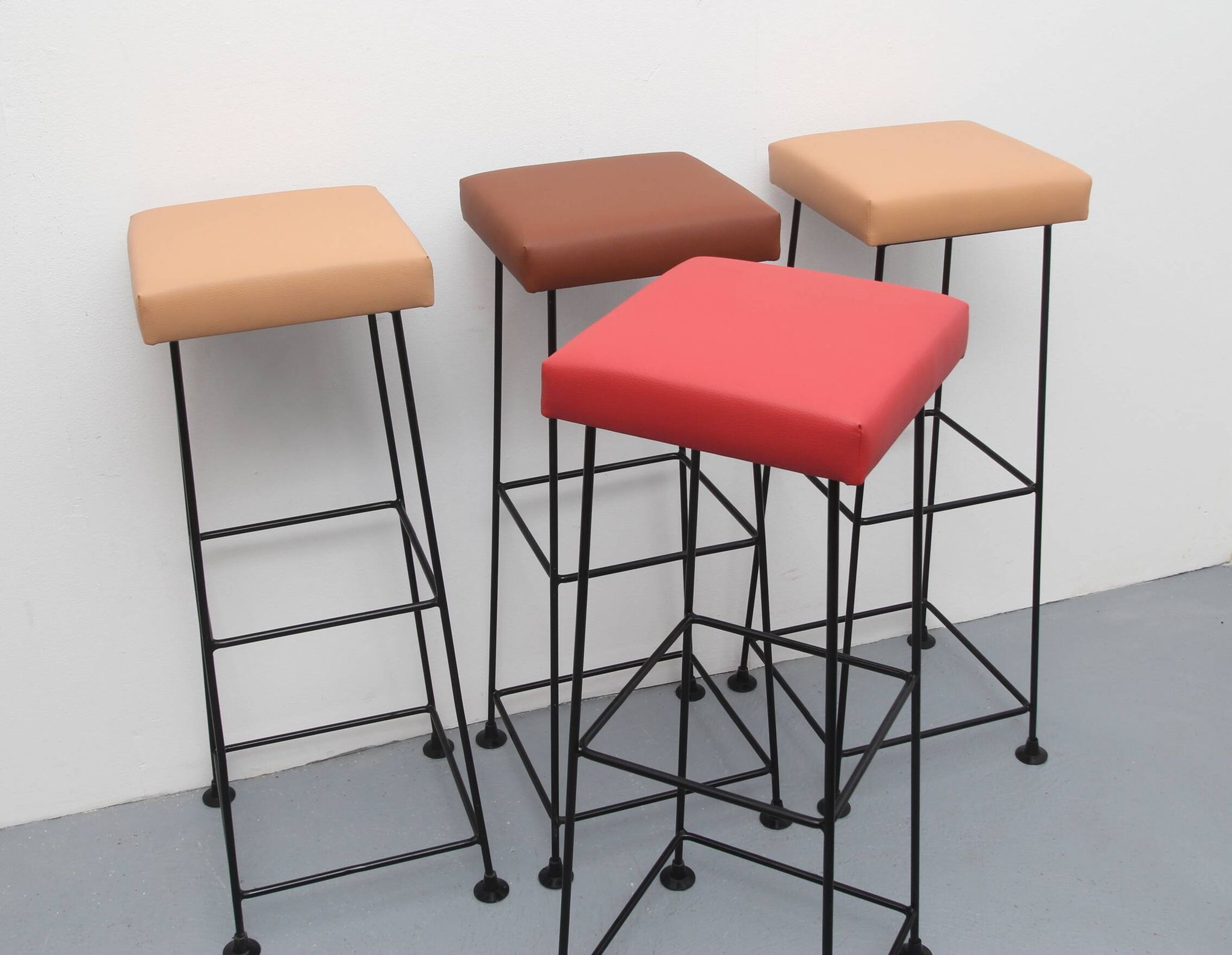 Ensemble de 4 tabourets de barre Wire années 1960