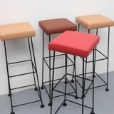 Ensemble de 4 tabourets de barre Wire années 1960