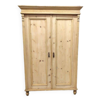 Art nouveau pine wardrobe