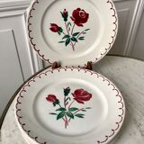 Set of 6 flat plates Badonviller model pinks 30s